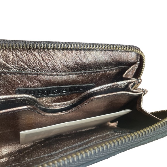 49 Square Miles Black Suede Chit Chat Phone Wallet Wristlet Zip Around - Picture 5 of 15